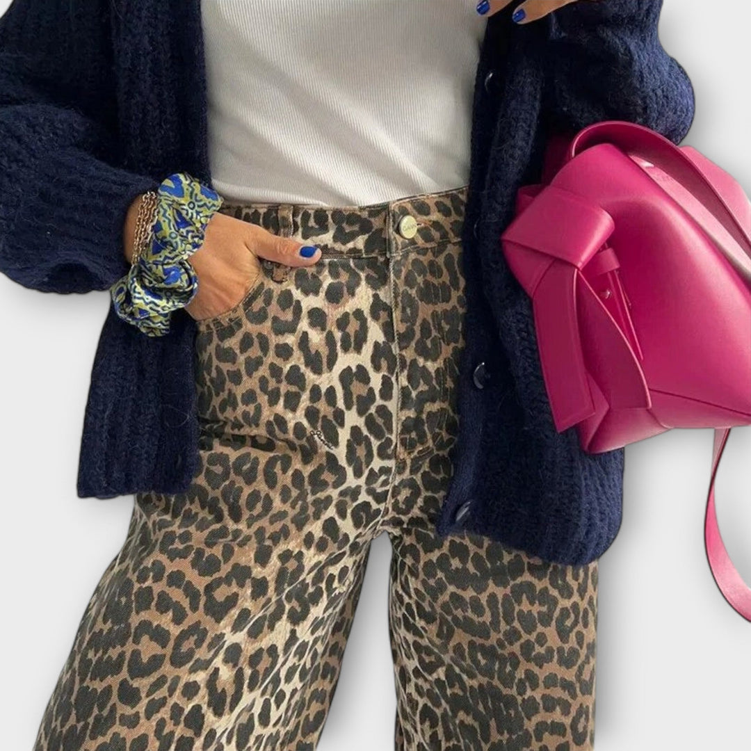 Chandra - Jean vintage à motif léopard