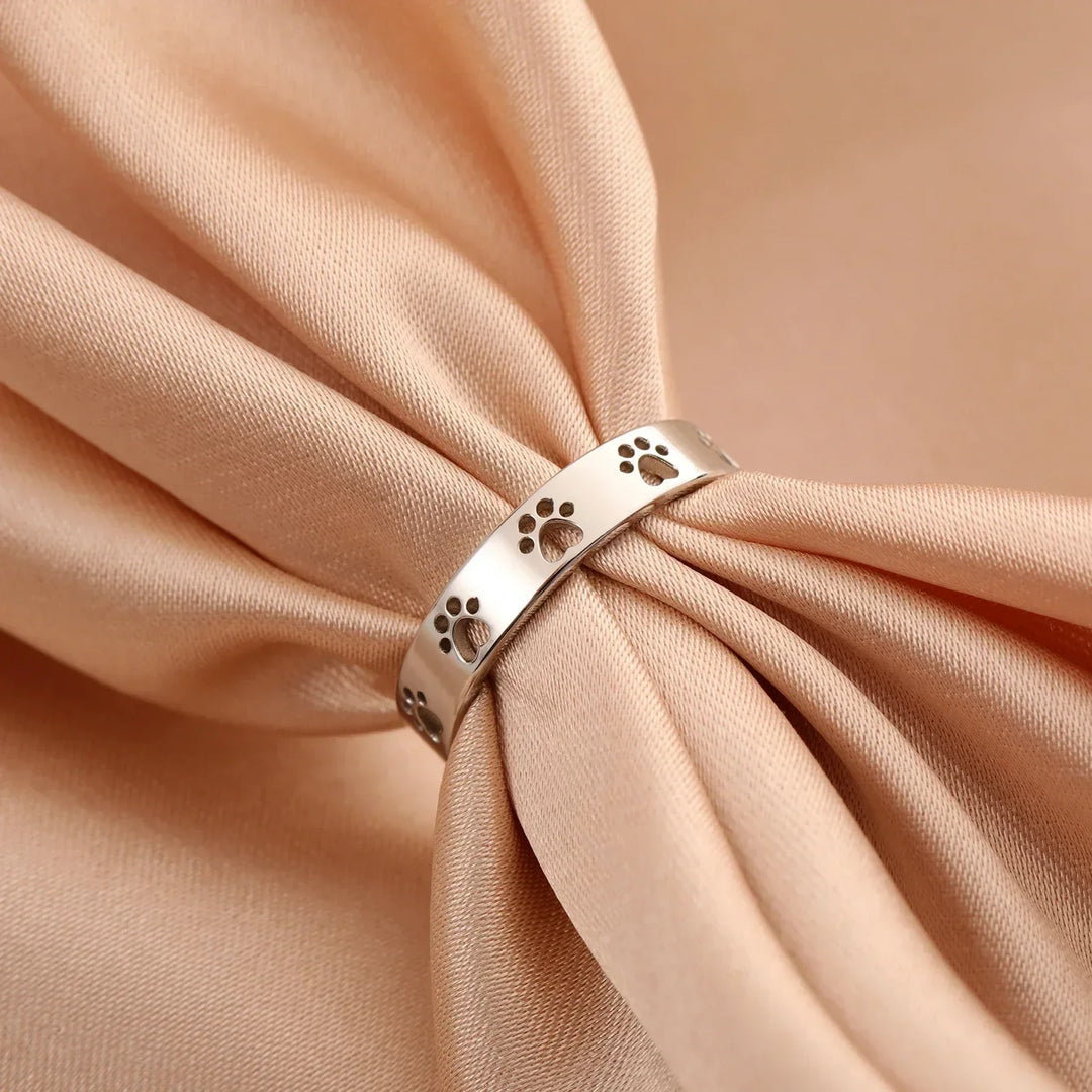 Bague avec empreinte dorée – Acier inoxydable