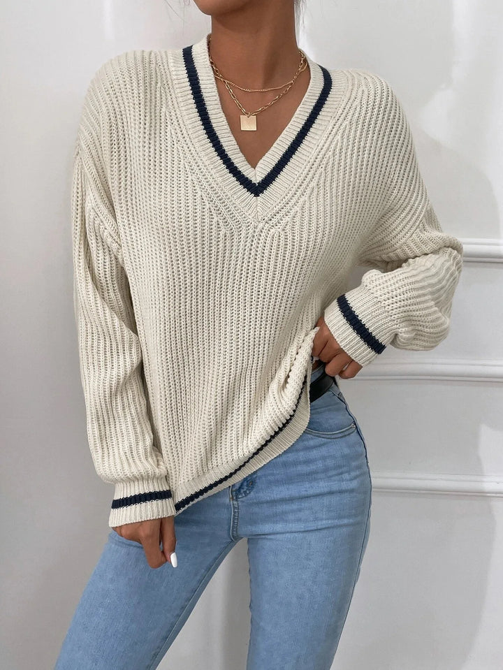 Marina | Pull en tricot rayé avec motif waffle