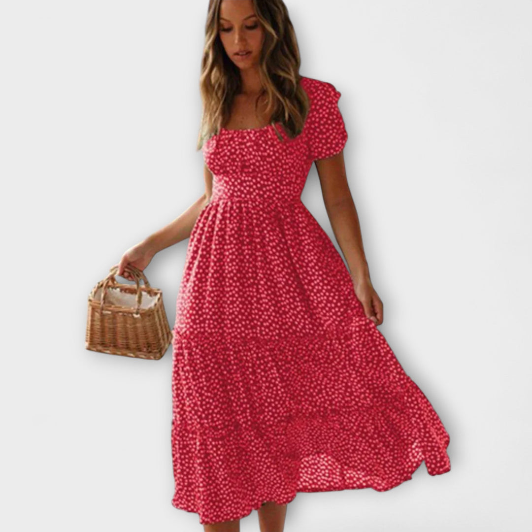 Robe maxi à motif floral vintage avec manches bouffantes