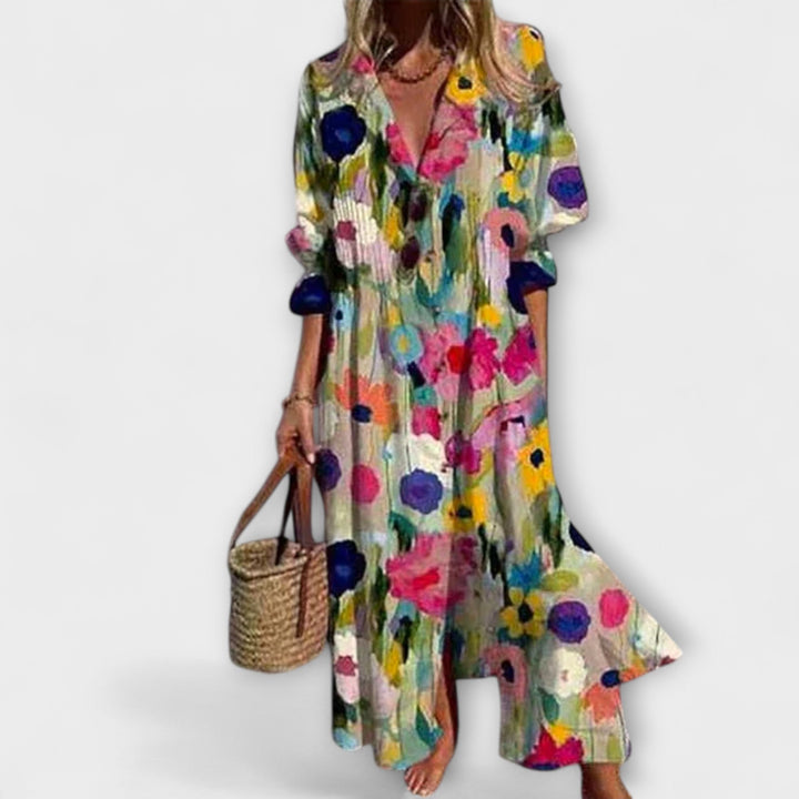 Lila - Robe Maxi Flatteuse avec Protection du Ventre