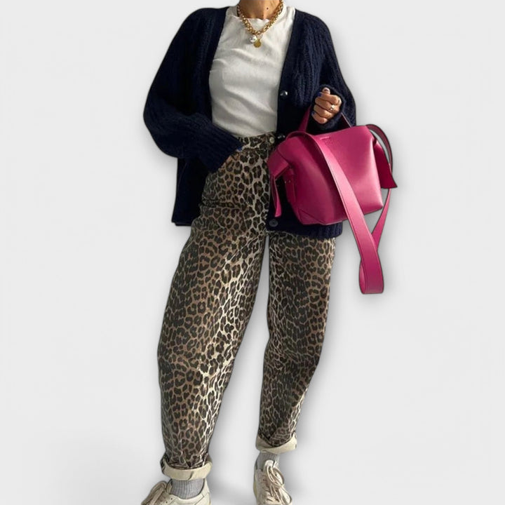 Chandra - Jean vintage à motif léopard