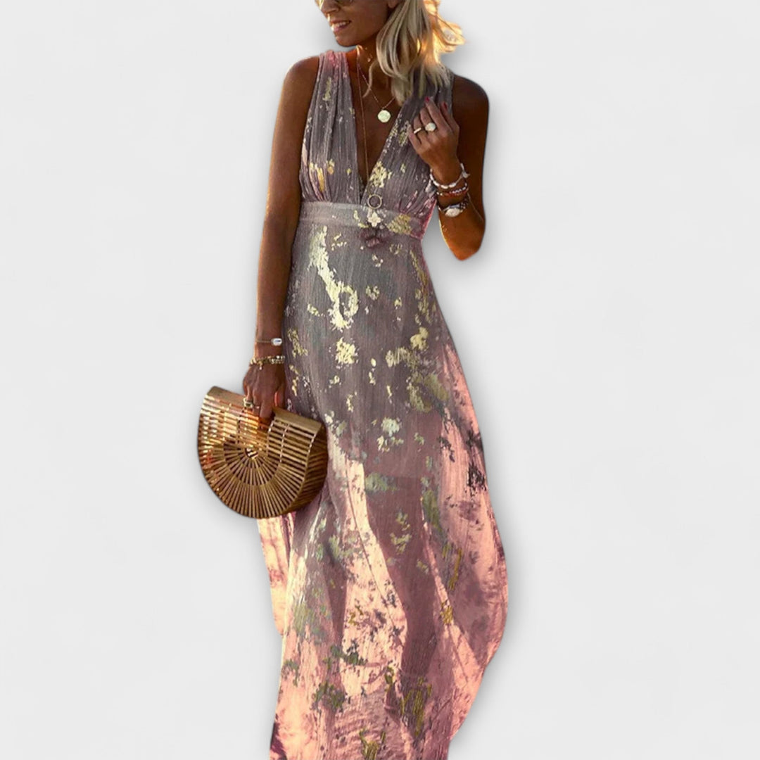 Robe à décolleté en V avec des détails en sequins