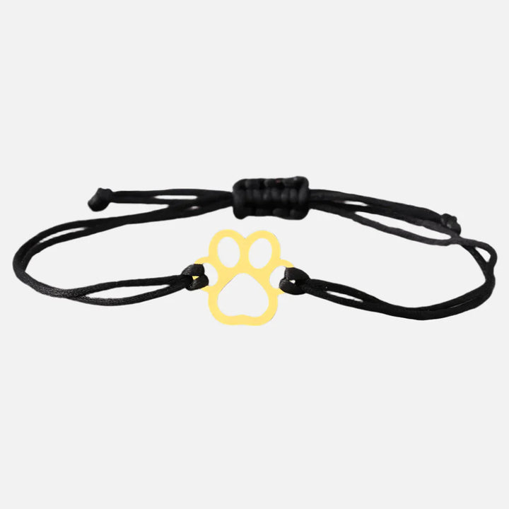 Bracelet avec cordon et empreinte de patte – Design ajustable en noir et rouge