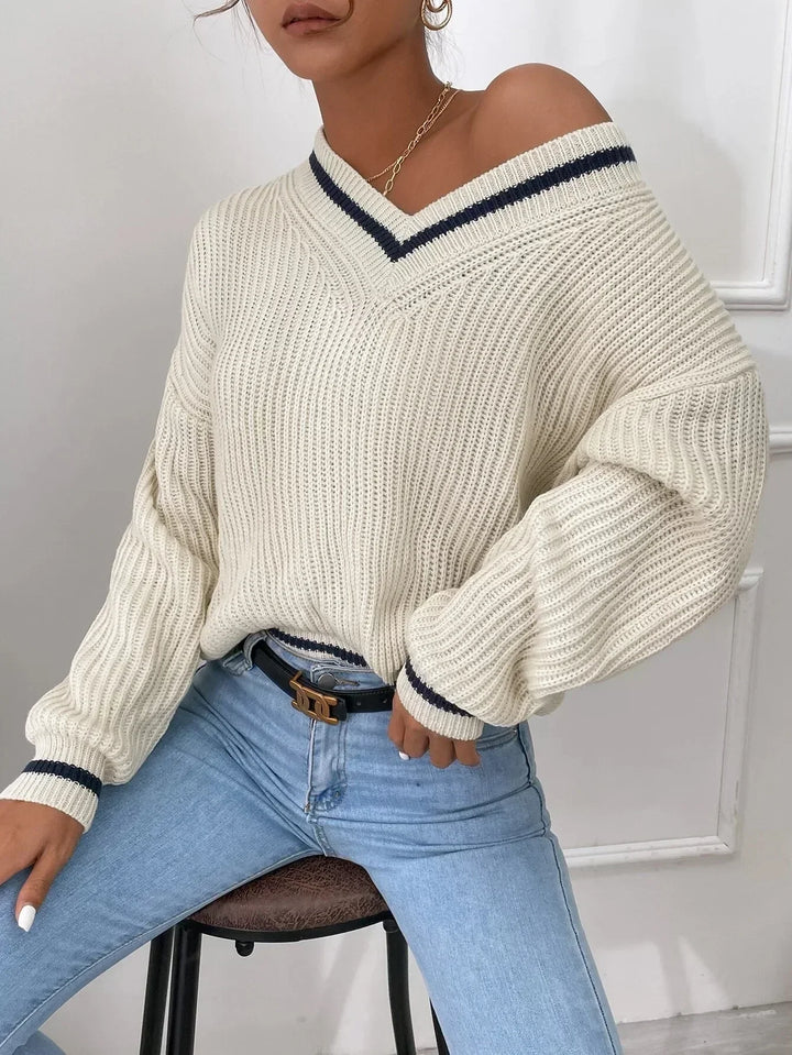 Marina | Pull en tricot rayé avec motif waffle