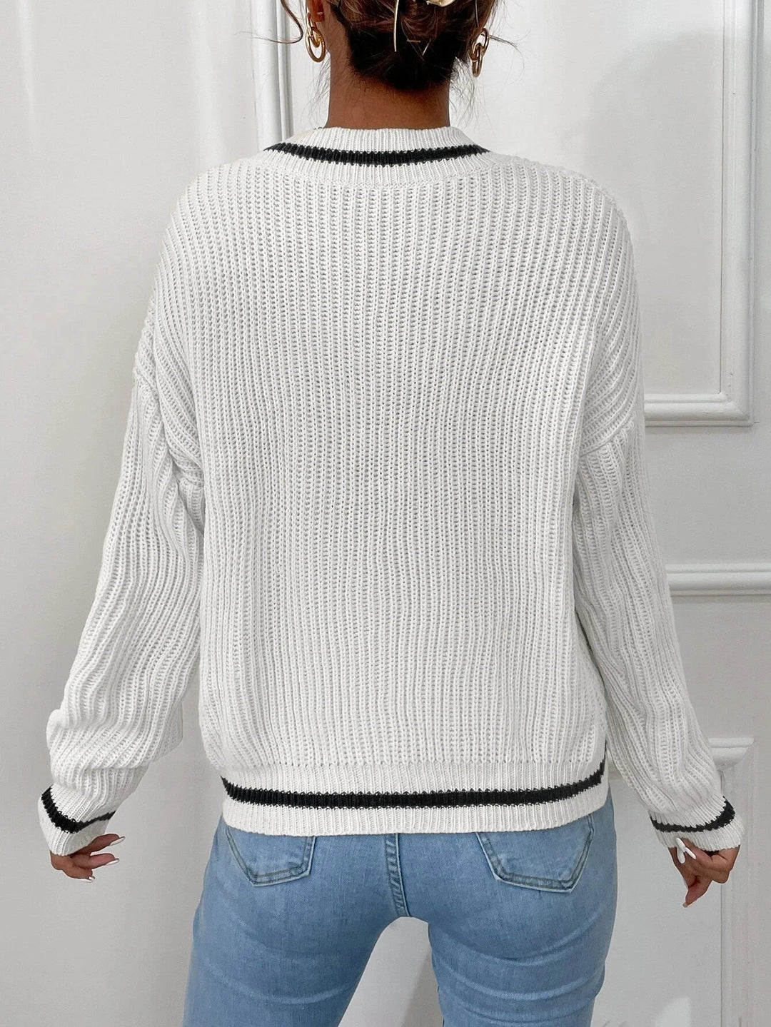 Marina | Pull en tricot rayé avec motif waffle
