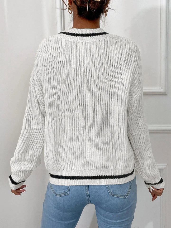 Marina | Pull en tricot rayé avec motif waffle