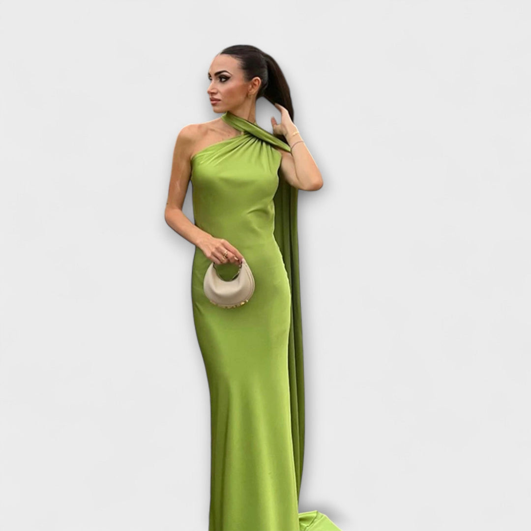 Robe Maxi Chic avec épaules dénudées et lien autour du cou
