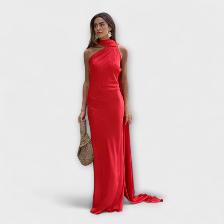 Robe Maxi Chic avec épaules dénudées et lien autour du cou