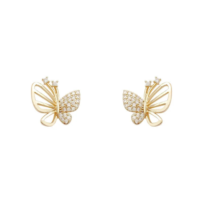 Boucles d'oreilles élégantes en forme de papillon avec des zircons