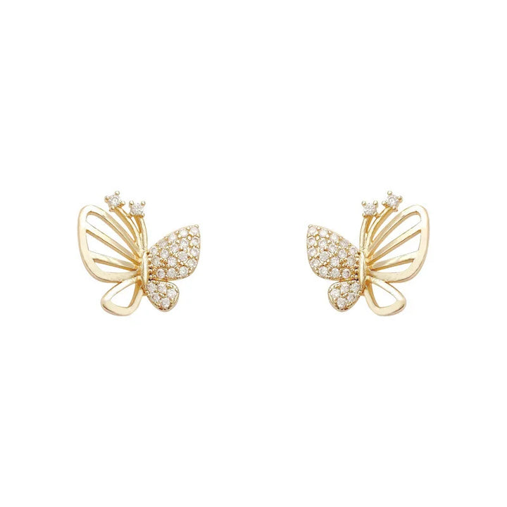 Boucles d'oreilles élégantes en forme de papillon avec des zircons