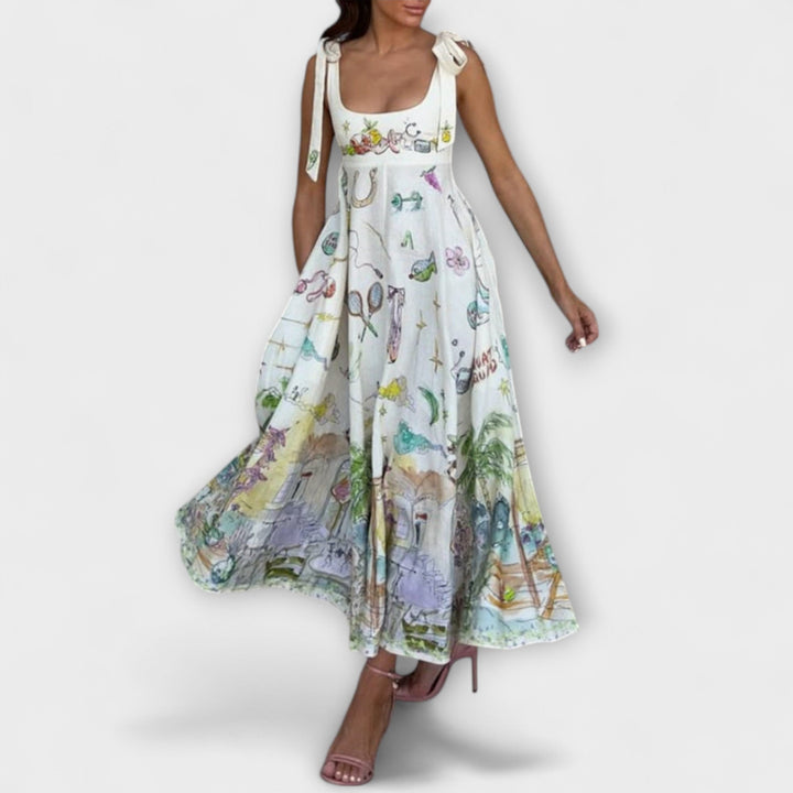 Juliette - Robe midi en lin avec ceinture de ballet