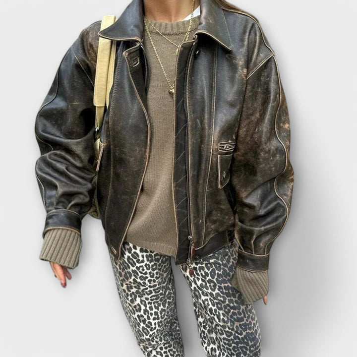 Chandra - Jean vintage à motif léopard