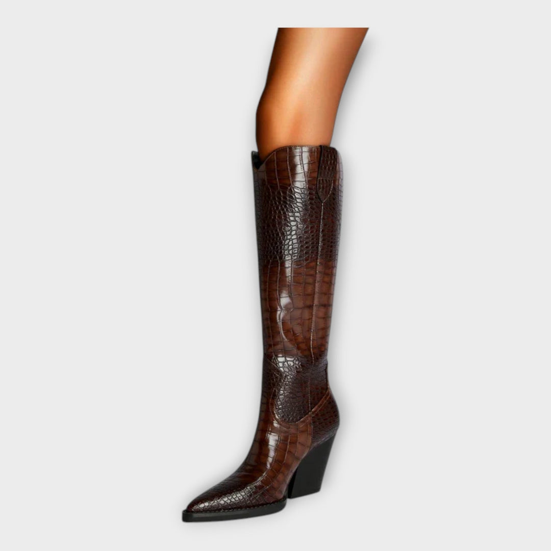Bottes avec motif crocodile et talon élégant