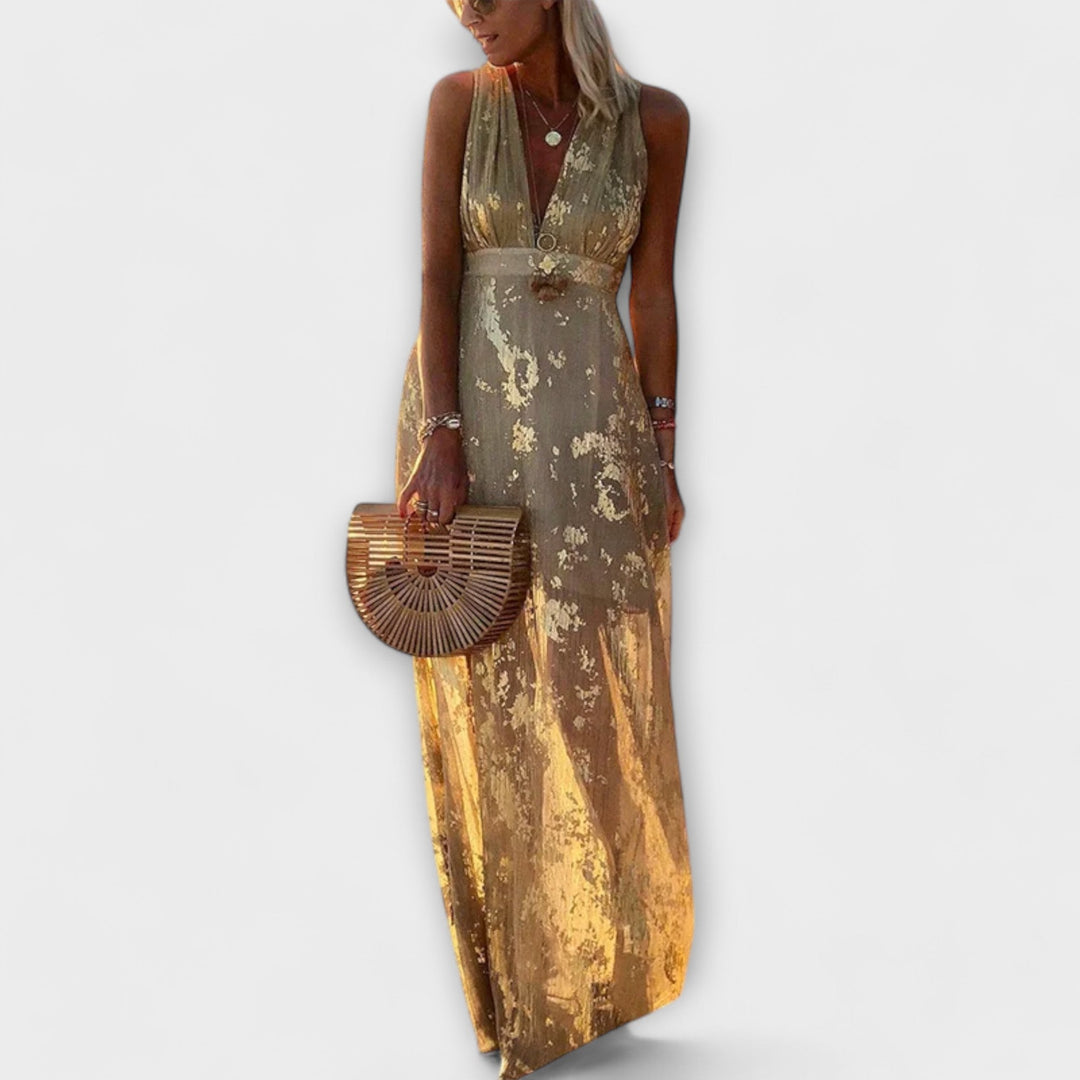 Robe à décolleté en V avec des détails en sequins