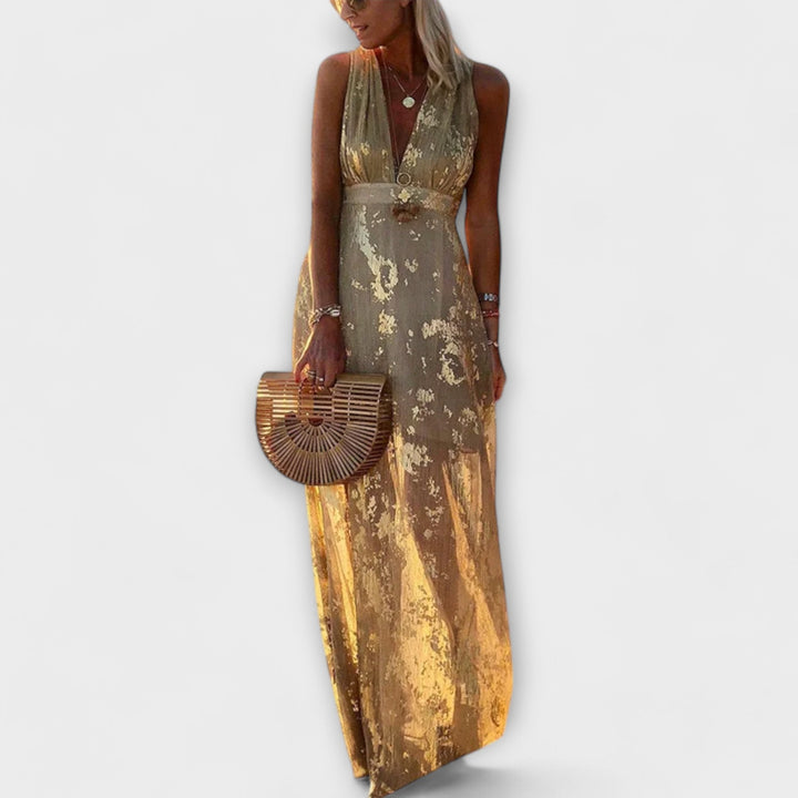 Robe à décolleté en V avec des détails en sequins