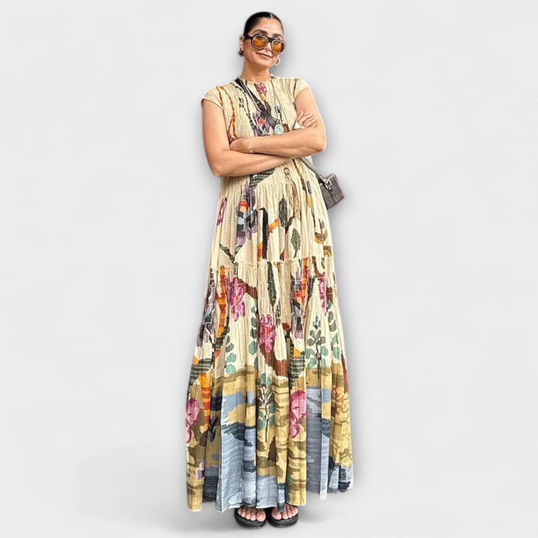 Robe plissée élégante à manches longues