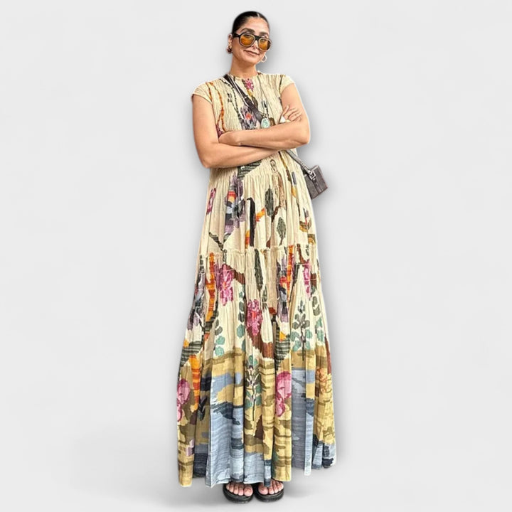 Robe plissée élégante à manches longues