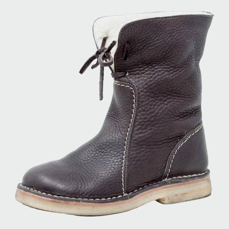 Bottes en cuir imperméables avec doublure en laine