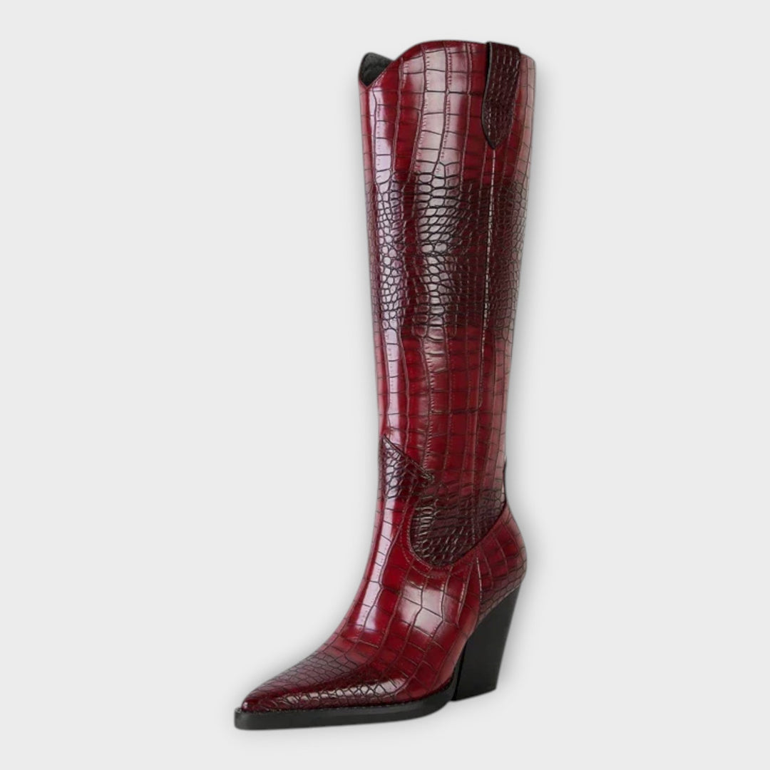Bottes avec motif crocodile et talon élégant