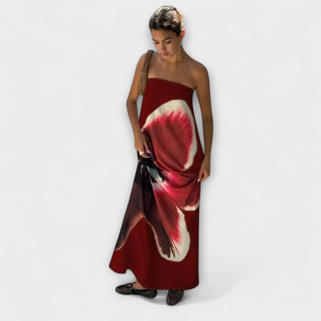 Robe maxi sans bretelles chic