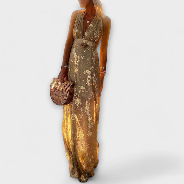 Robe à décolleté en V avec des détails en sequins