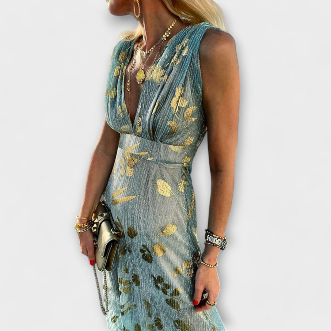 Robe à décolleté en V avec des détails en sequins