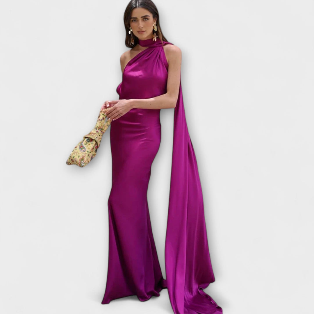 Robe Maxi Chic avec épaules dénudées et lien autour du cou