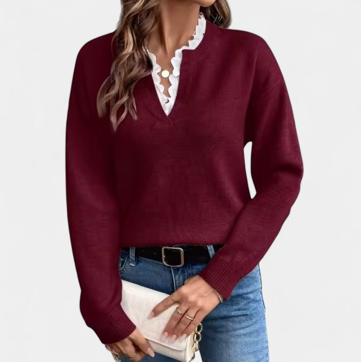 Anne – Blouse élégante avec bordure en dentelle