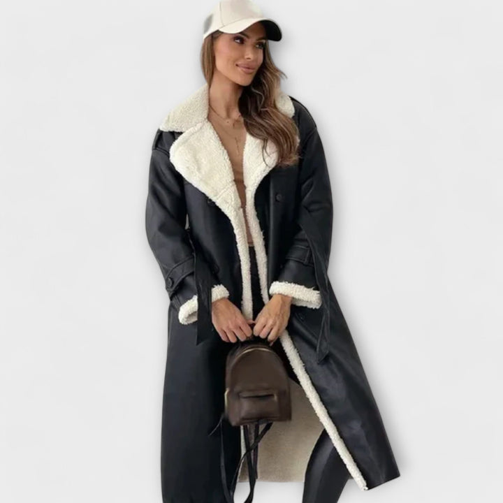Maria – Long manteau classique avec doublure en polaire et col en teddy
