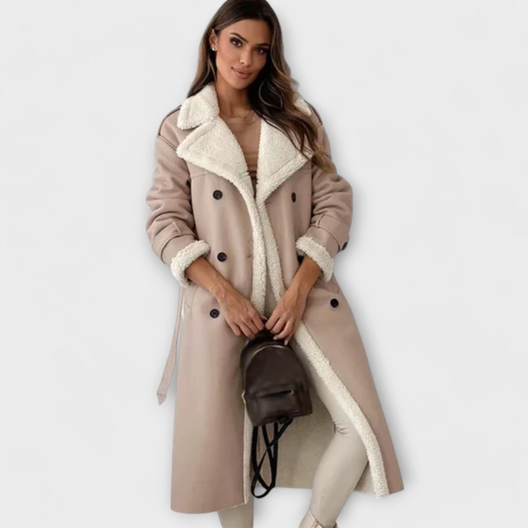 Maria – Long manteau classique avec doublure en polaire et col en teddy