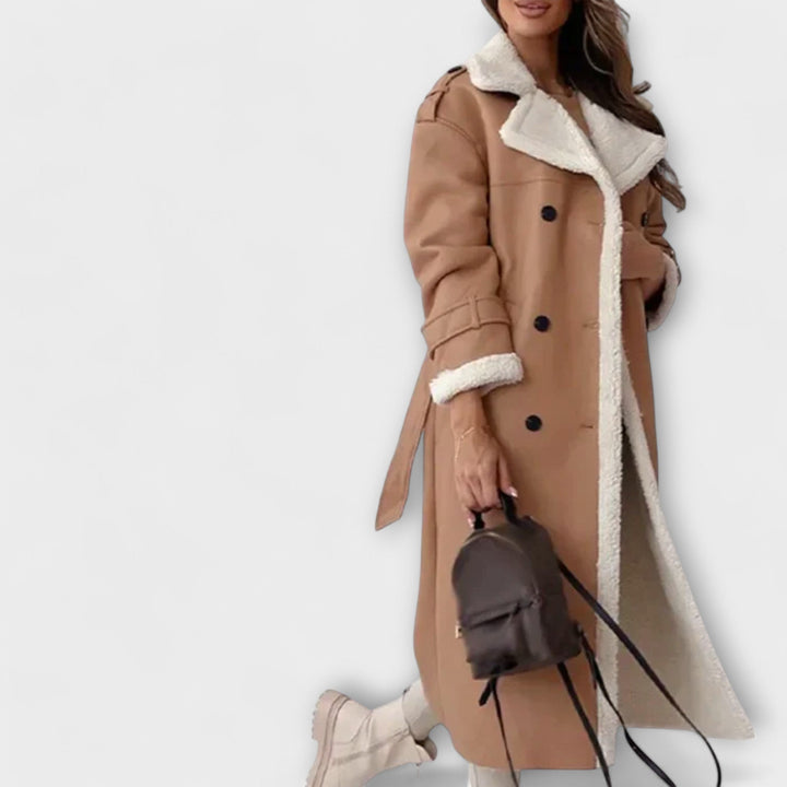 Maria – Long manteau classique avec doublure en polaire et col en teddy
