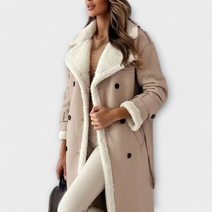 Maria – Long manteau classique avec doublure en polaire et col en teddy