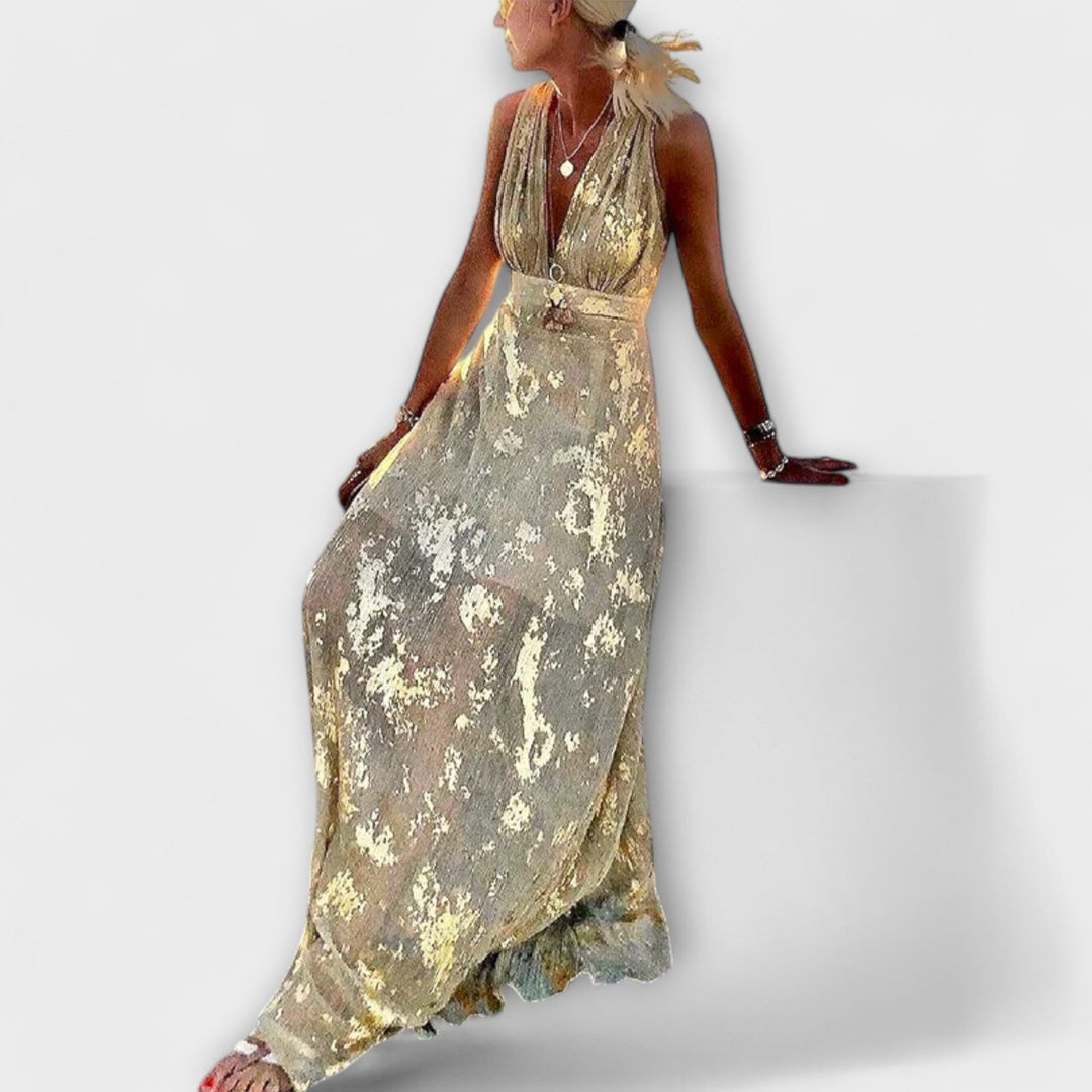 Robe à décolleté en V avec des détails en sequins