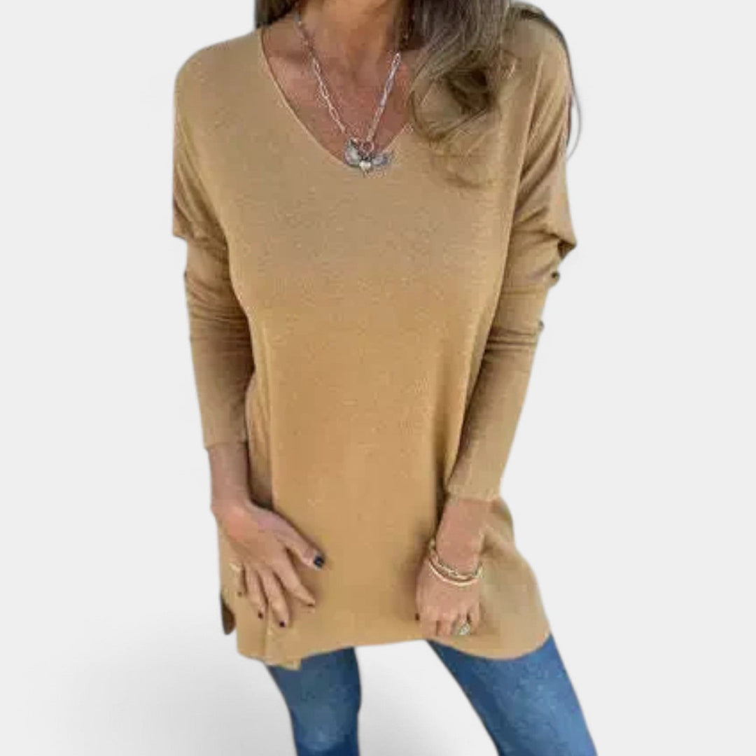 Leontýna – Tunique en tricot décontractée avec décolleté en V