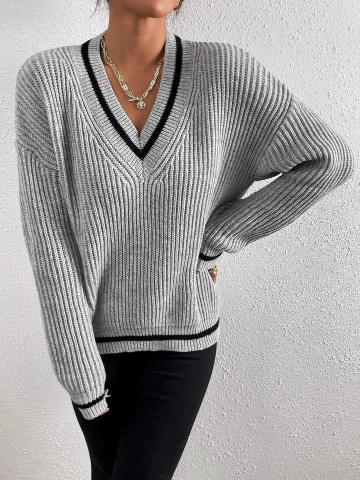 Marina | Pull en tricot rayé avec motif waffle