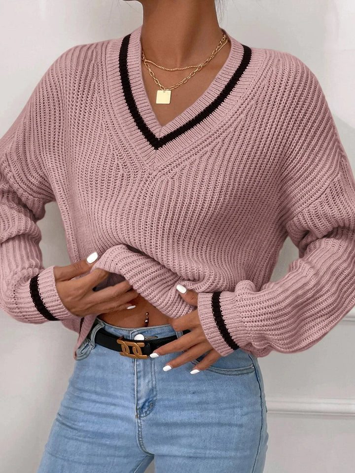 Marina | Pull en tricot rayé avec motif waffle