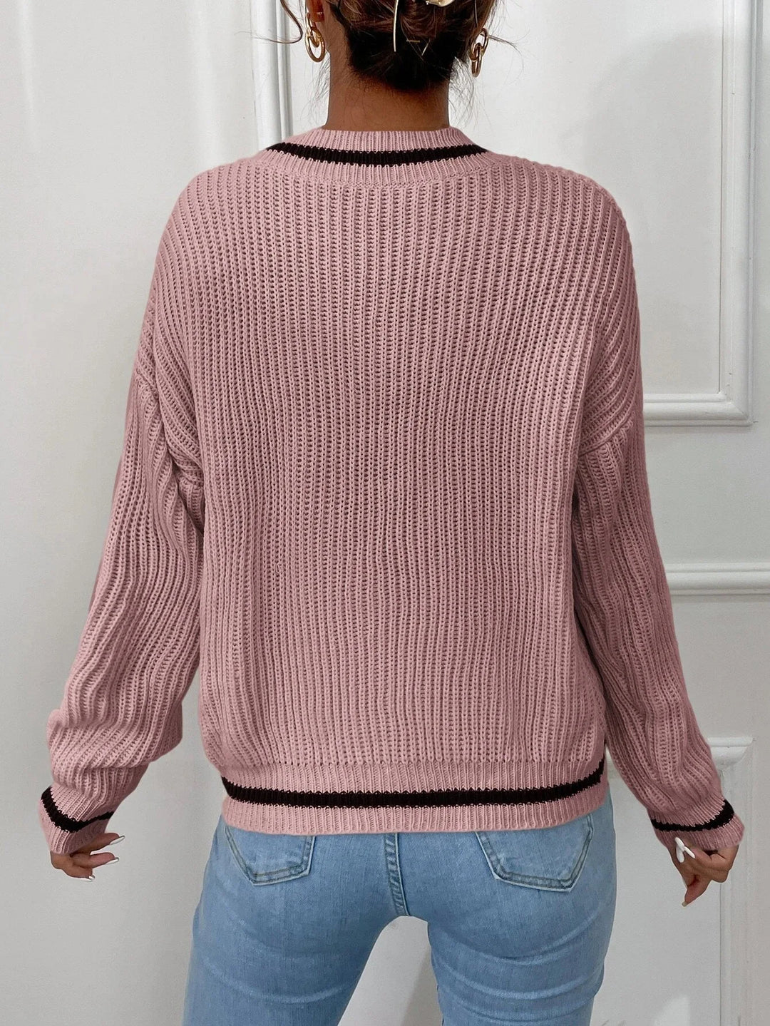 Marina | Pull en tricot rayé avec motif waffle