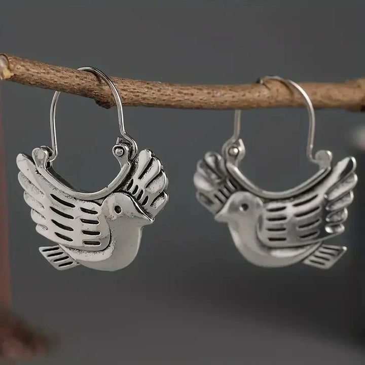 Boucles d'oreilles pendantes Boho inspirées des oiseaux – Couleur argent