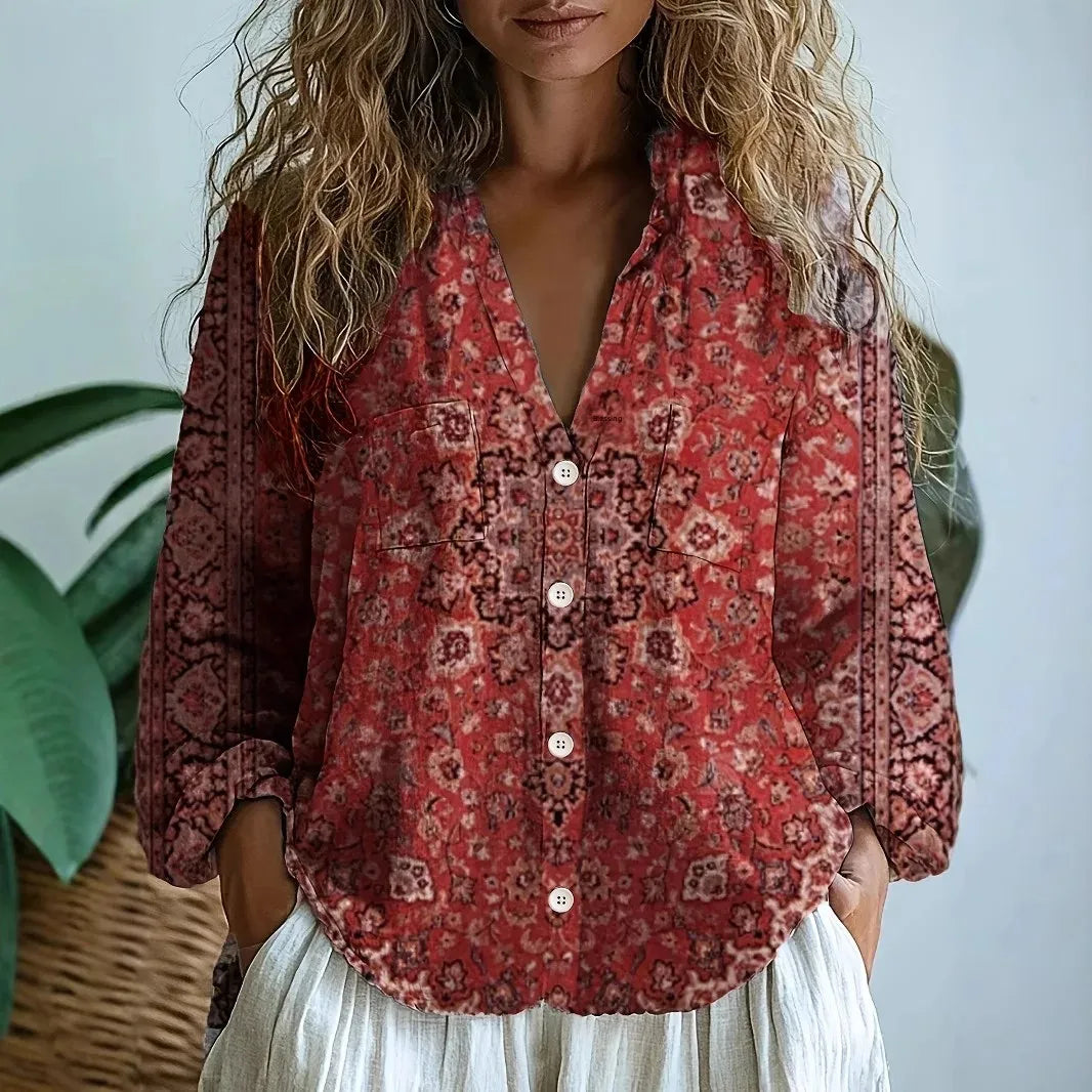Sofia – Blouse décontractée avec imprimé naturel