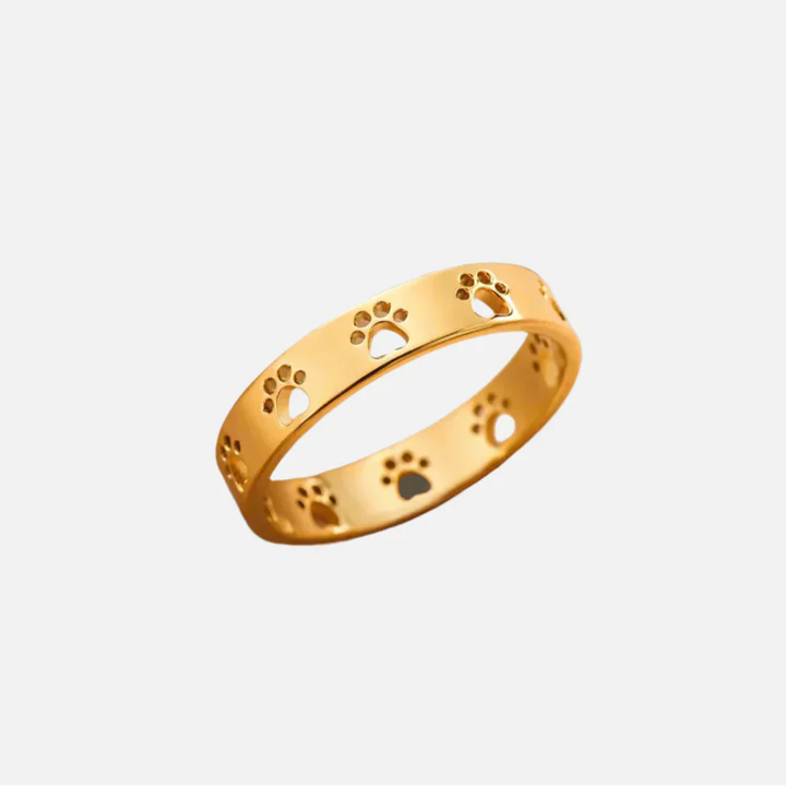 Bague avec empreinte dorée – Acier inoxydable