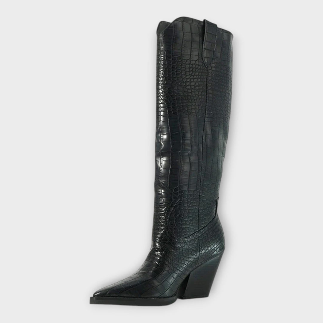 Bottes avec motif crocodile et talon élégant