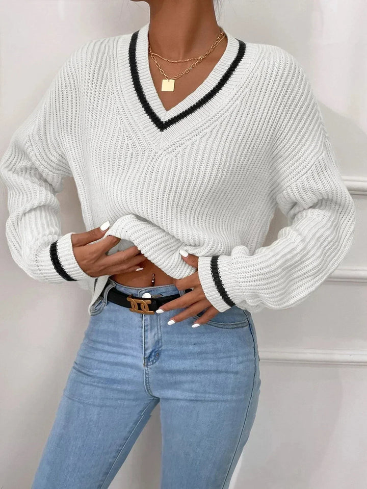 Marina | Pull en tricot rayé avec motif waffle