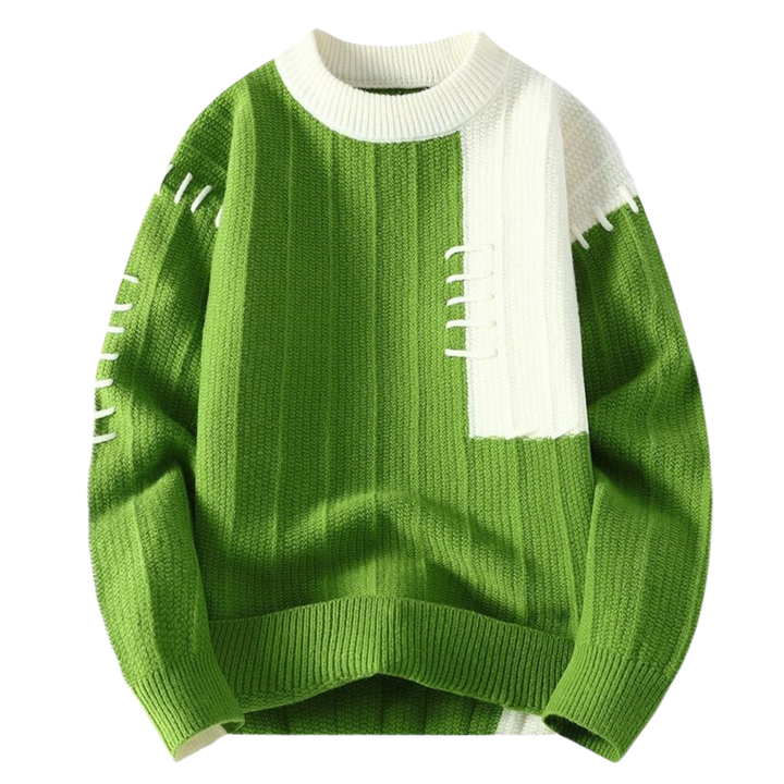 Pull avec Accents de Couture en Deux Couleurs