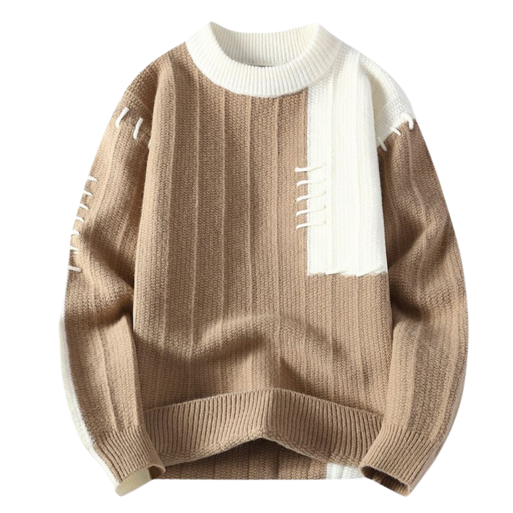 Pull avec Accents de Couture en Deux Couleurs