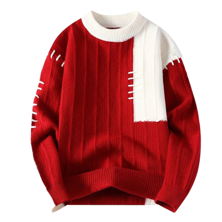 Pull avec Accents de Couture en Deux Couleurs