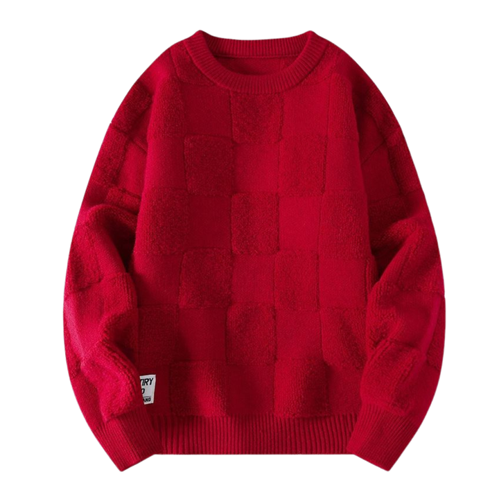 Pull Unique à Motif à Carreaux