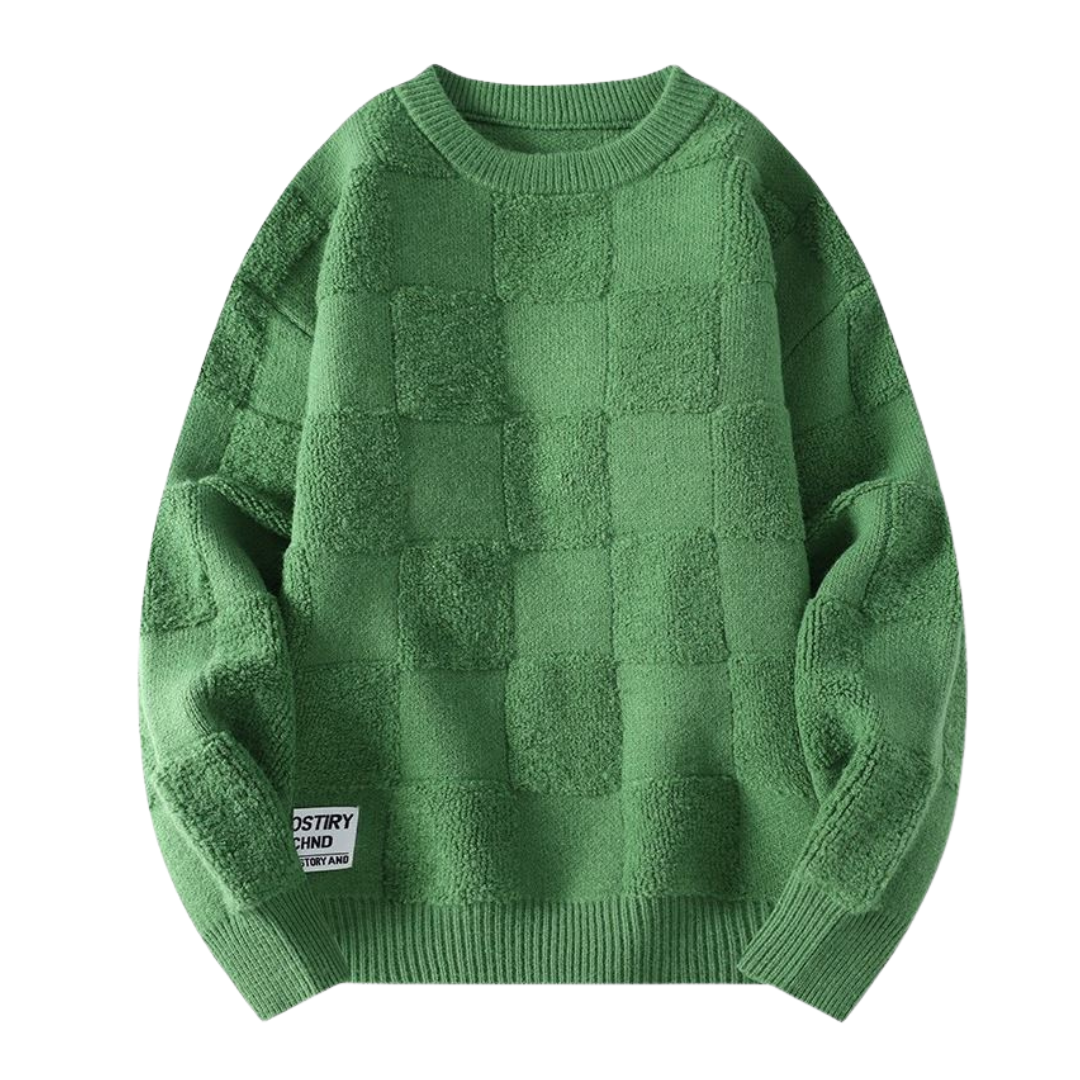 Pull Unique à Motif à Carreaux