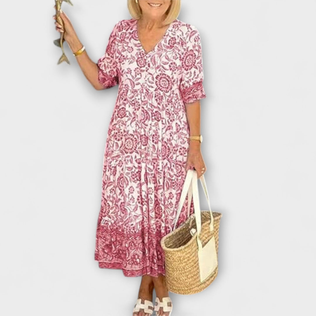 Caitlin - Robe fleurie élégante avec un design aérien