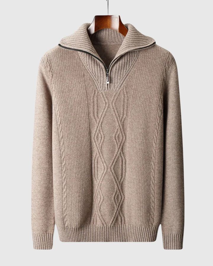 Libuše - Pull zippé Taranto en laine mérinos